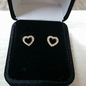 EUC- Diamond and White Gold Heart Pierced Earrings